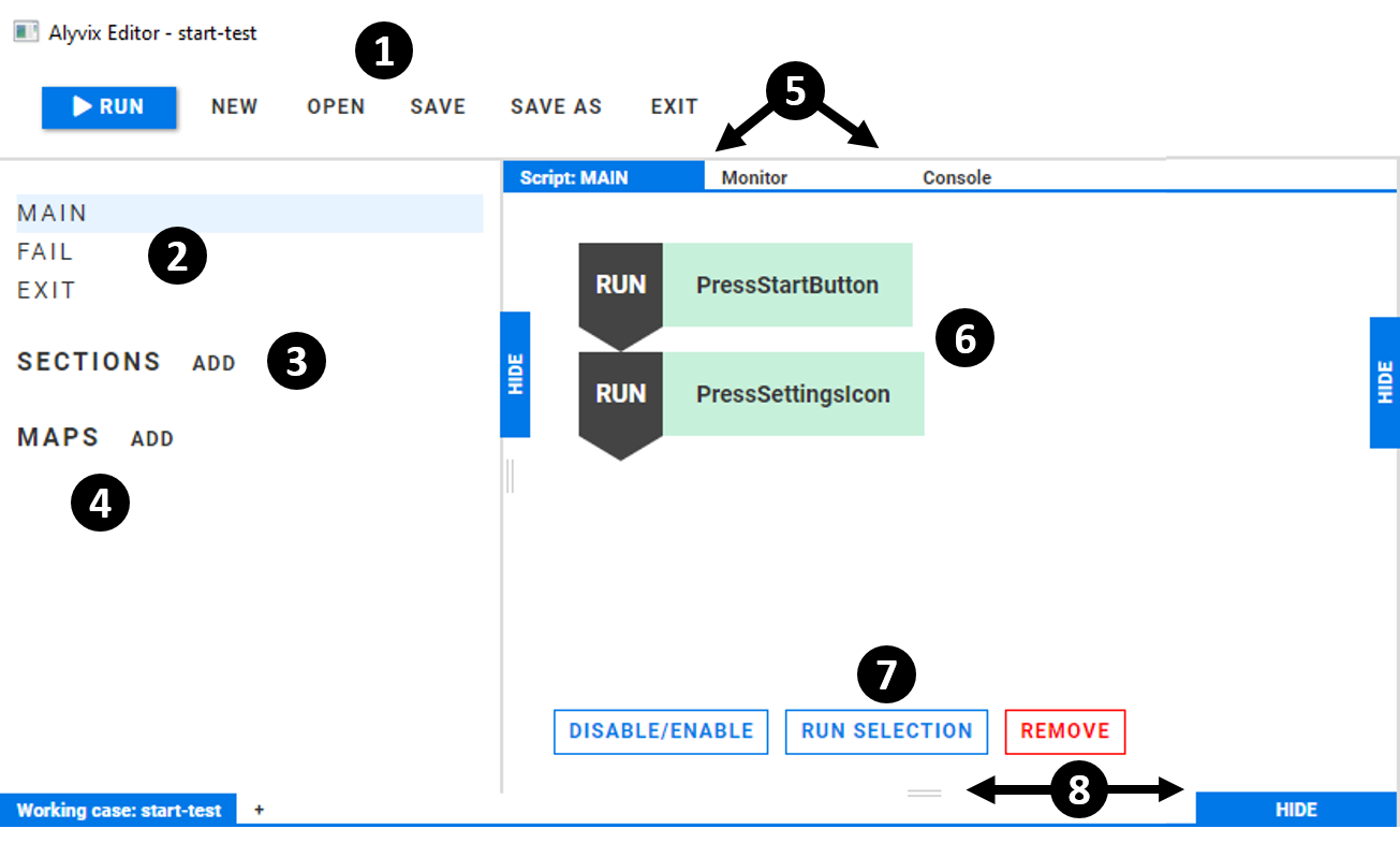 The Alyvix Editor interface.