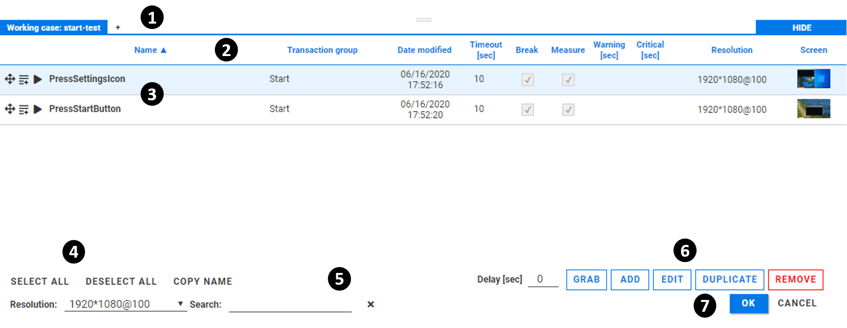 The Alyvix Selector interface.