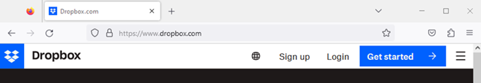 The top of the initial web page for www.dropbox.com