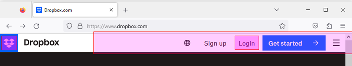 Highlighting the anchor and Login button in the web page