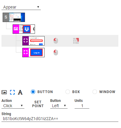 The click actions and password insertion added in Alyvix Designer