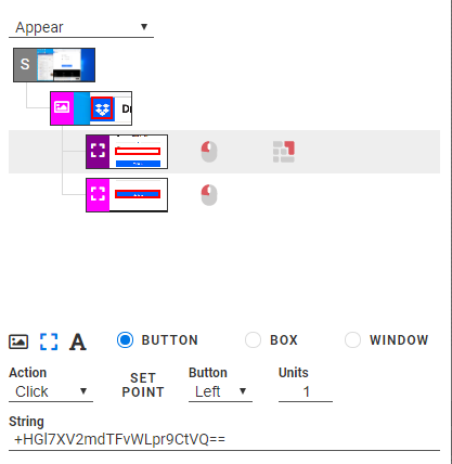 The click actions and user name insertion added in Alyvix Designer